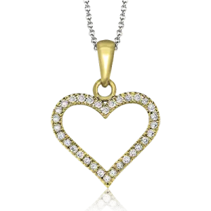 ZP600 Heart Pendant in 14k Gold with Diamonds